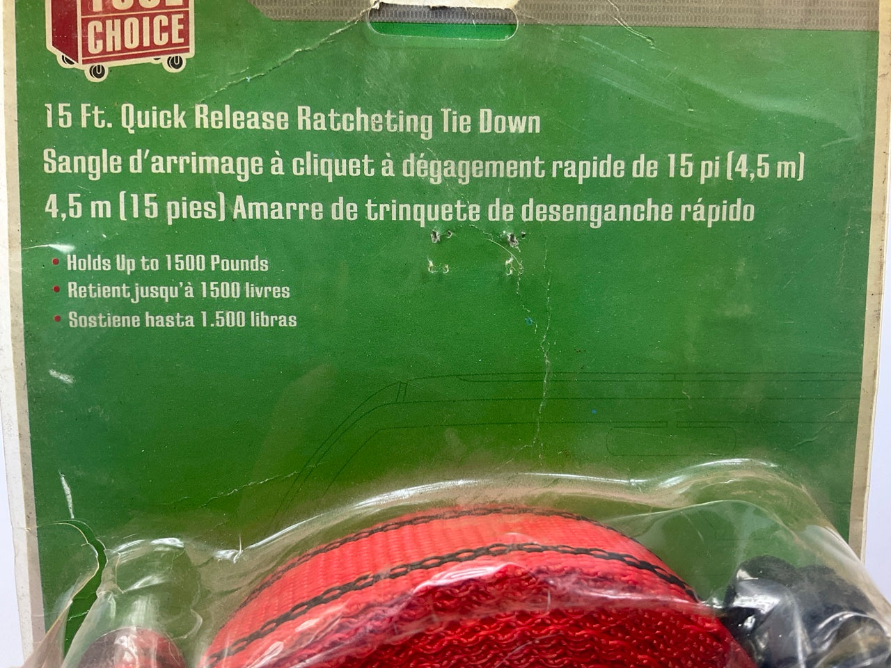 Tool Choice 17630 15 Ft. Quick Release Ratcheting Tie Down Strap, 1,500lbs