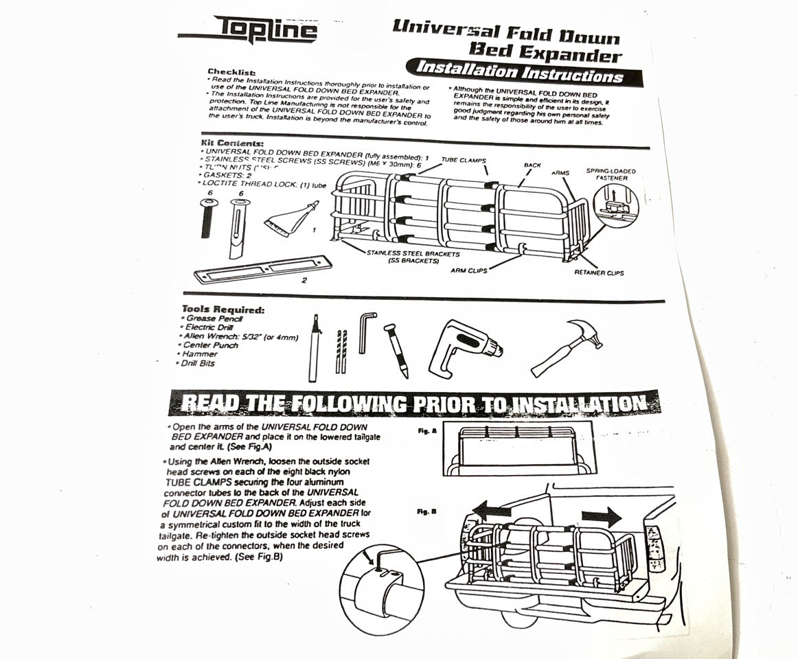 Top Line BX4004-01 Fold-Down Universal Silver Pickup Truck Cargo Bed Extender