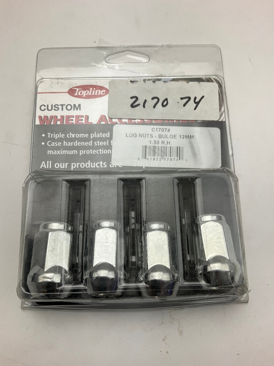 Top Line C17074 Wheel Lug Nuts, 4 PACK, 12mm X 1.5 R.H. Thread Size