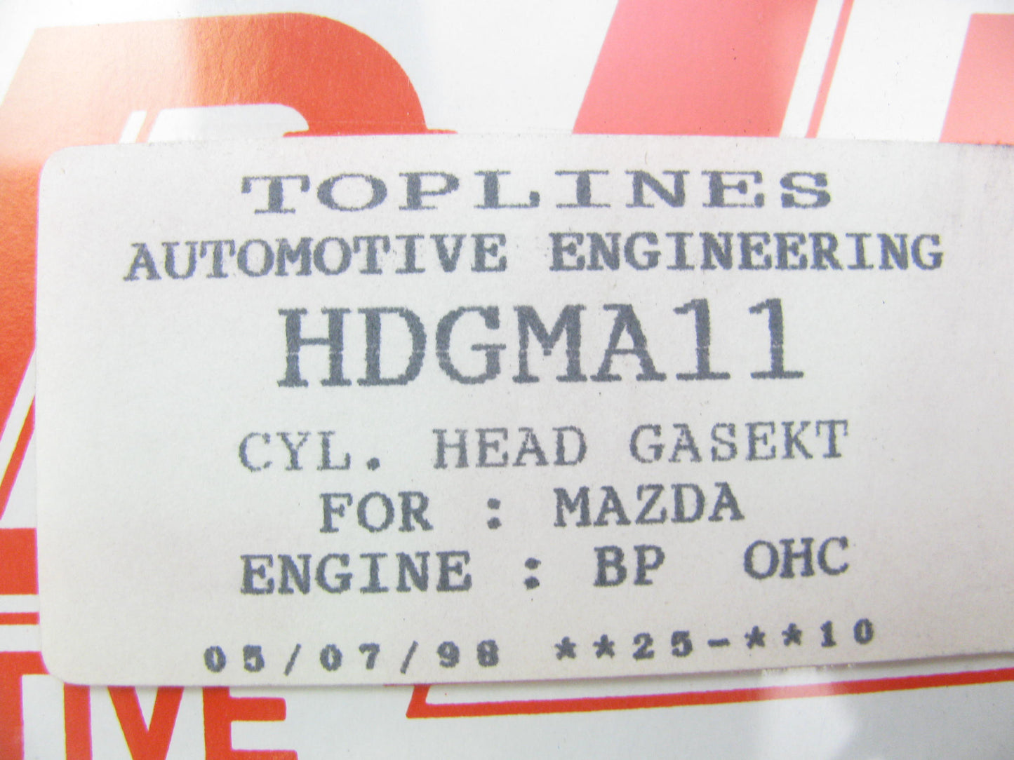 Top Line HDGMA11 Engine Cylinder Head Gasket 1990-1998 Ford Mazda 1.8L-L4