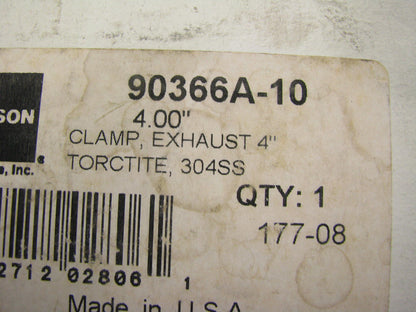 304 Stainless Steel 4'' Clamp  Torctite 90366A-10 Exhaust Clamp