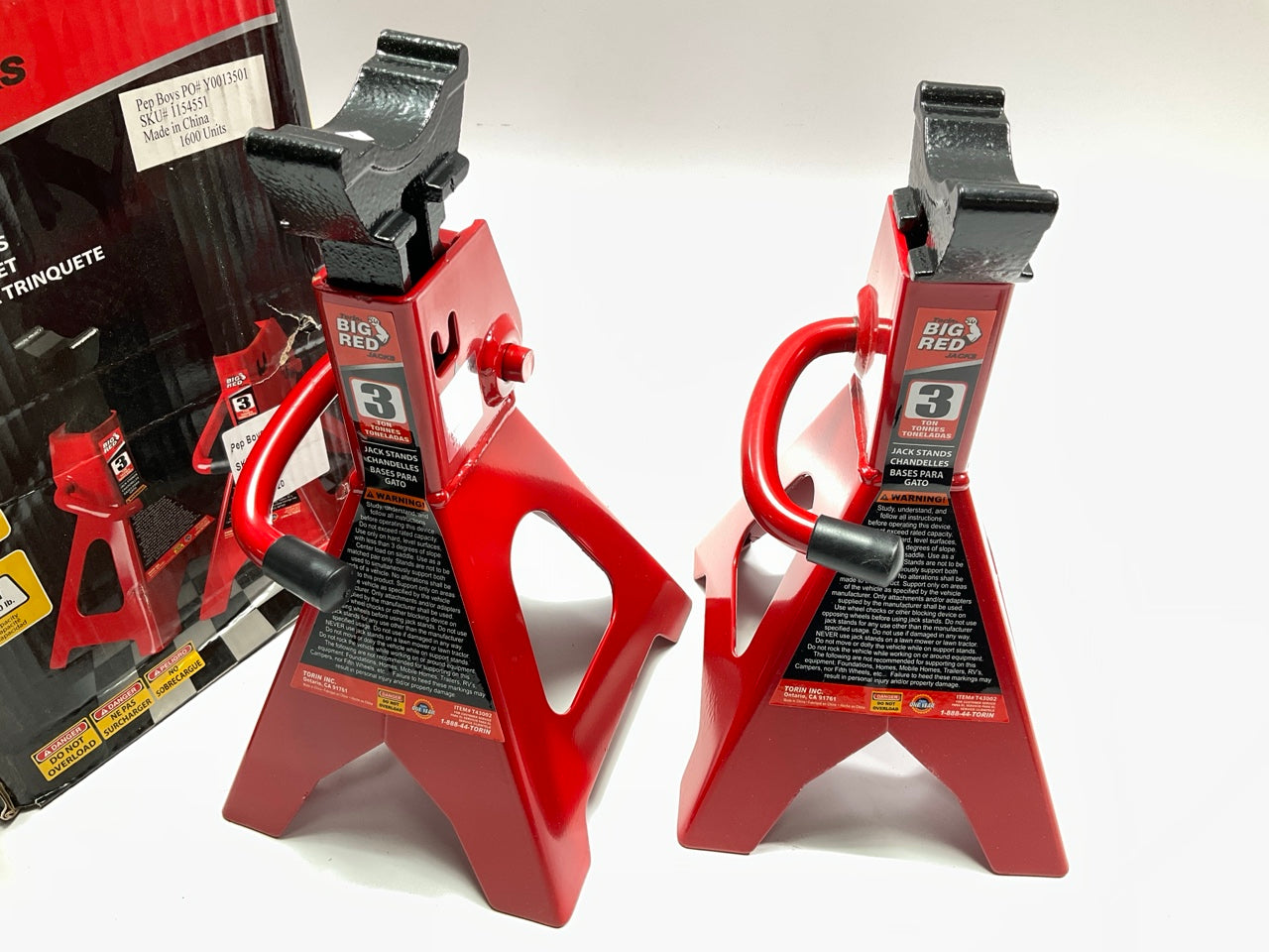 BIG RED 3 Ton (6,000 Lbs) Torin T43002 Steel Jack Stands - PAIR