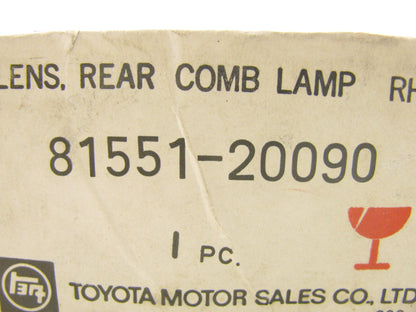 NOS OEM Toyota RH Rear Tail Light Lamp Lens 81551-20090