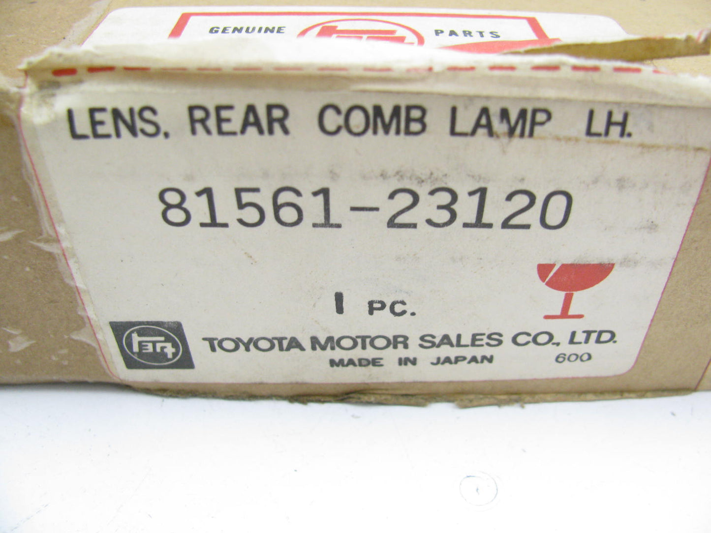 NOS OEM For Toyota Left Rear Tail Light Lens 81561-23120