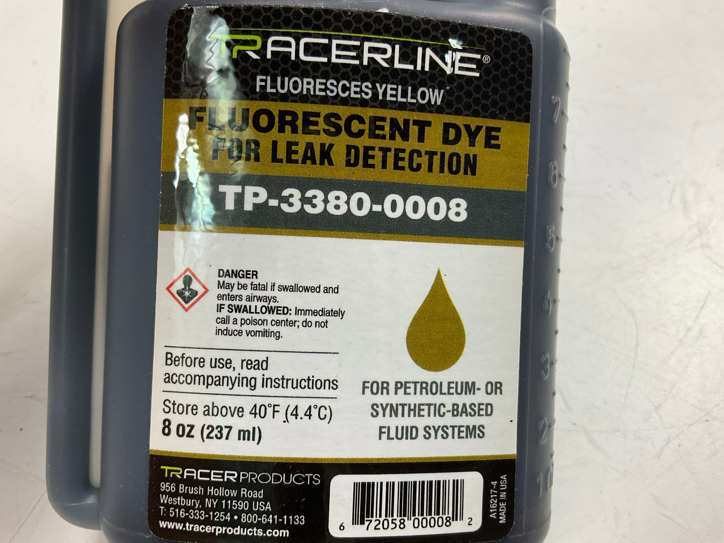 TRACERLINE TP-3380-0008 Fluorescent Leak Detection Dye, Yellow 404L29, 8 Oz