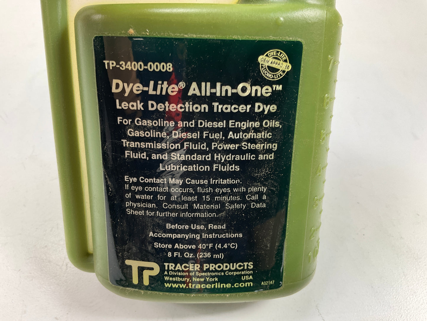 Tracerline TP3400-0008 Leak Detection Dye 8 Oz, Fuel, Engine Or Transmission Oil