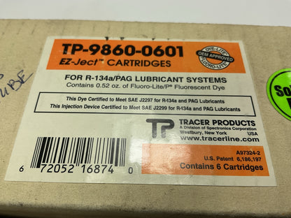 Tracer TP-9860-0601 EZ-JectT 134a/PAG A/C Dye Cartridges - 6 Pack, 0.52 Oz Each