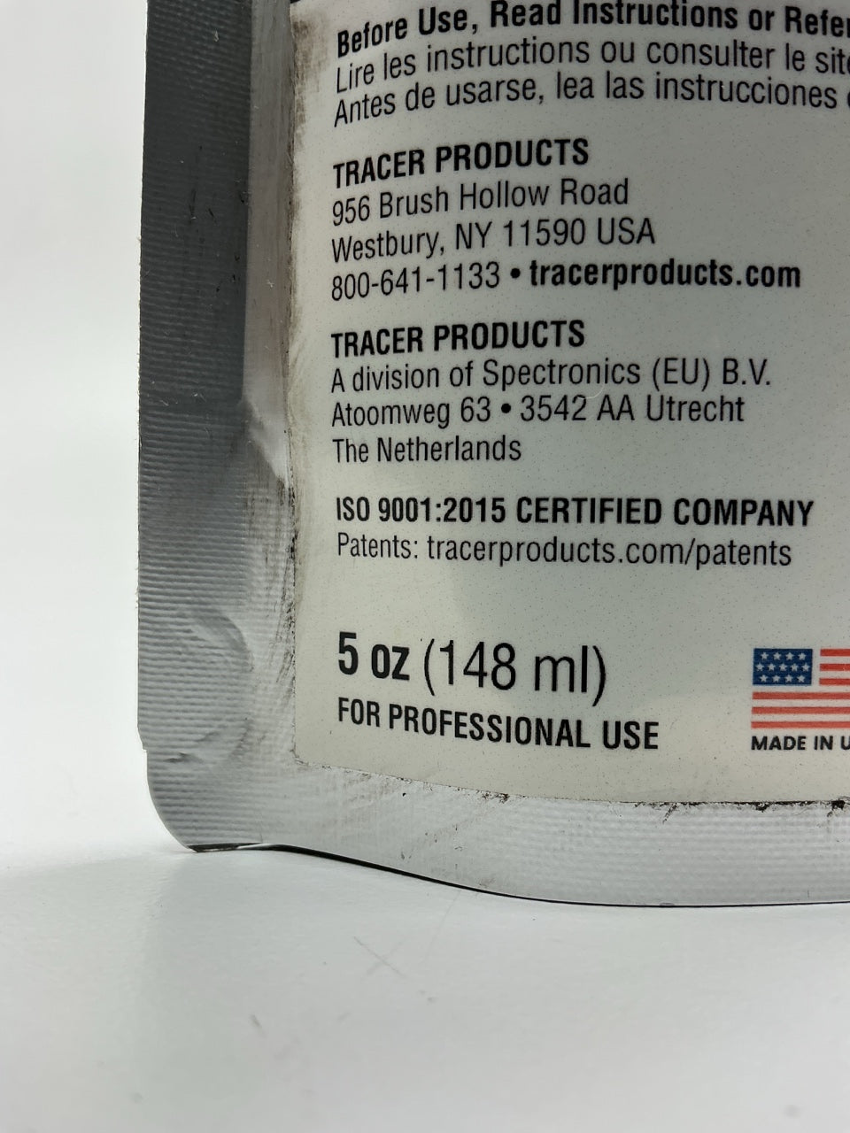 Tracer Products TP42P-5 5 Oz (148 Ml) Foil Pouch, R-1234yf / PAG Oil