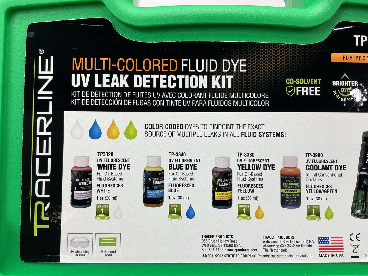 Tracerline TPUV92 Multi-Colored UV Fluid Dye Leak Detection Leak Detect Tool Kit