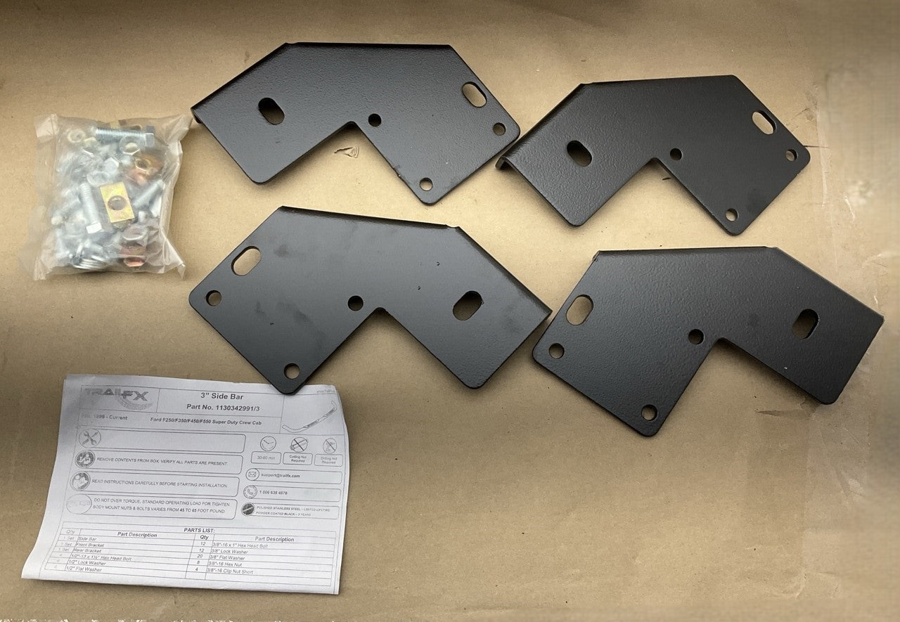 Trailfx Stainless 3'' Round Nerf Bars Tube Steps 99-16 Ford F-250 F-350 CREW CAB