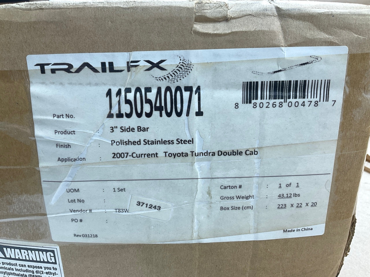 Trailfx 1150540071 Stainless Steel Side Step Bars - 2007-2017 Toyota Tundra CREW