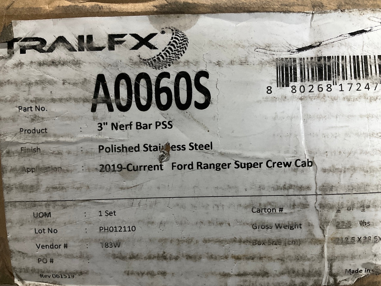 MISSING ALL HARDWARE Trailfx A0060S Nerf Bars Tube Steps - 19-25 Ranger CREW CAB
