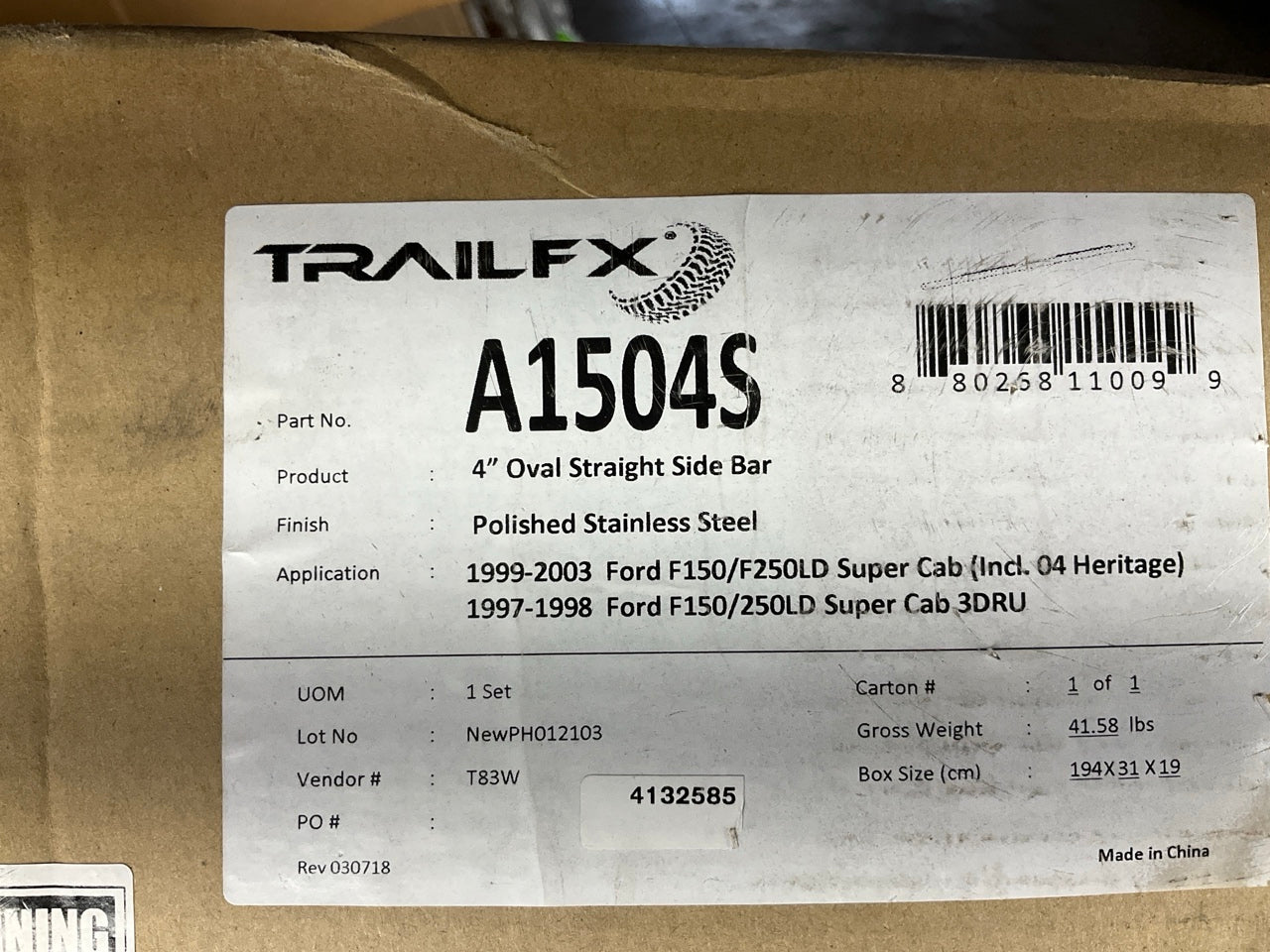 Trailfx A1504S 4'' Oval Side Step Bars - 1997-2004 Ford F-150 Super Cab