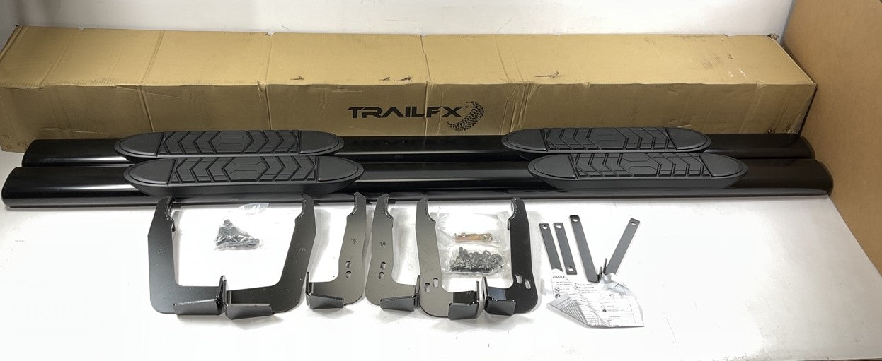 Trailfx A7003B Nerf Bars Tube Steps - 5'' Oval Straight Powder Coated Black