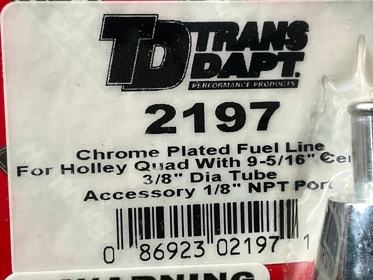 Trans-dapt 2197 Carburetor Chrome Fuel Feed Line, Holley 4150 4160, 3/8'' Inlet