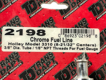 Trans-Dapt 2198 Chrome Dual Inlet Fuel Line 3/8'' Hose Barb For Holley 4160 4-BBL