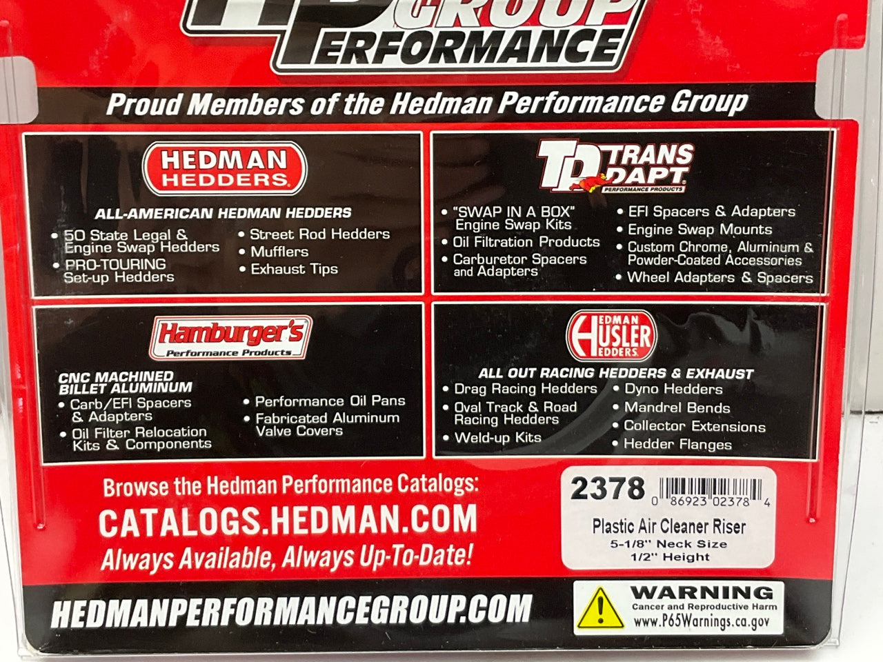 Trans-dapt 2378 Air Cleaner Carburetor Spacer - Black Plastic 1/2'' Tall X 5-1/8''