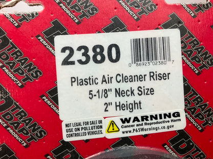 Trans-dapt 2380 Air Cleaner Carburetor Spacer - Black Plastic 2'' Tall X 5-1/8''