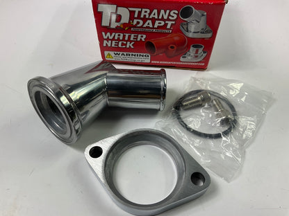 Trans-dapt 6003 Polished Aluminum Water Neck, 45 Deg Swivel, 66-75 Chevy SBC BBC