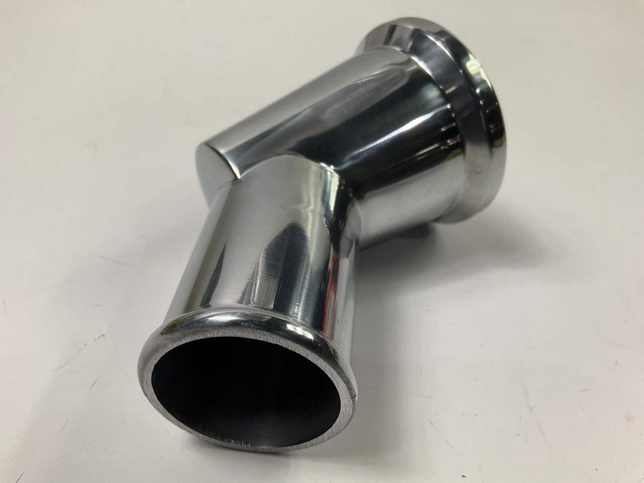 Trans-dapt 6003 Polished Aluminum Water Neck, 45 Deg Swivel, 66-75 Chevy SBC BBC