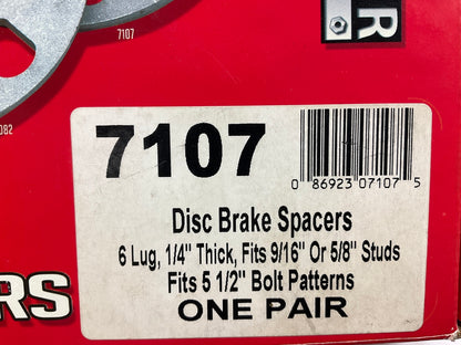 Trans-Dapt 7107 Disc Brake Spacers - 6 Hole - 1/4 In. Thick - 5.5'' Bolt Circle