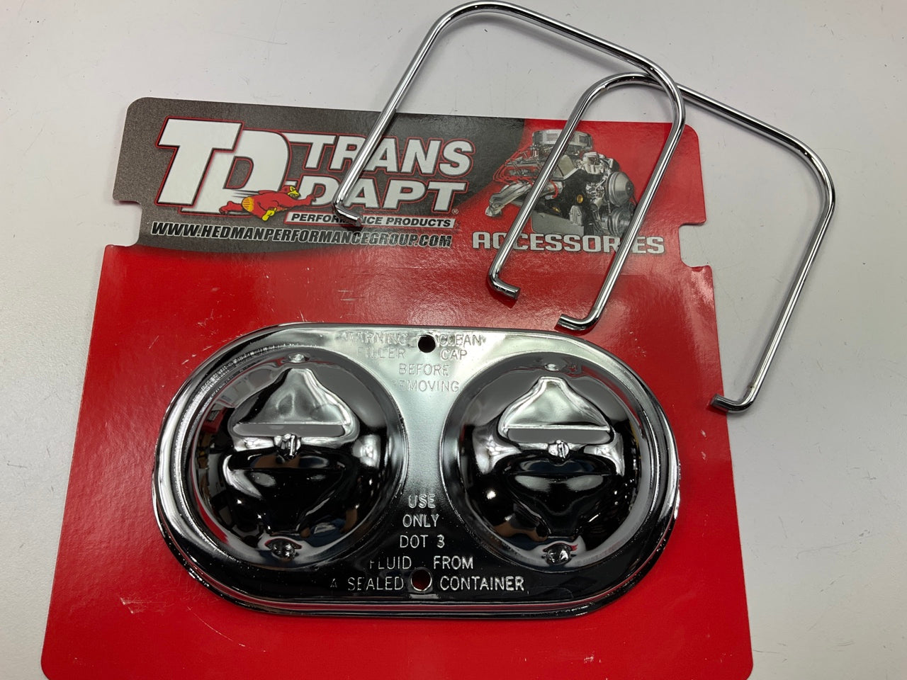 Trans-Dapt 9102 Chrome Brake Master Cylinder Cover - Early GM (70-80), 3''x5-3/4''