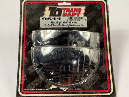 Trans-Dapt 9511 Chrome Headlight Half Shields For 5-3/4'' Round Dual Head Lights