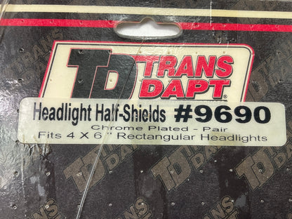 Trans-Dapt 9690 Chrome Headlight Half Shields For 4''x6'' Rectangular Head Lamps