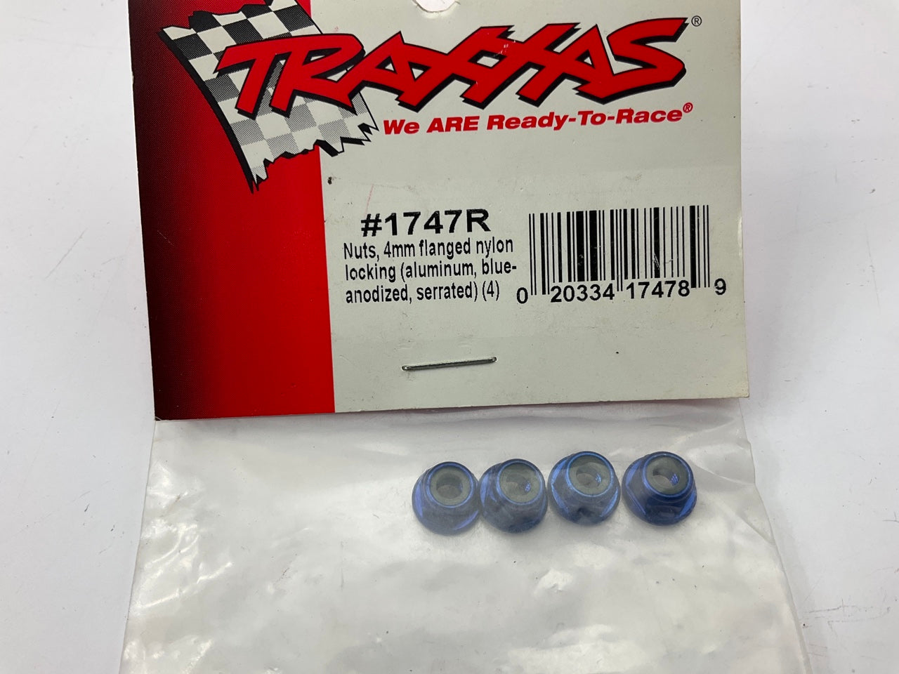Traxxas 1747R 4mm Nuts Blue Aluminum Flanged Serrated Locknuts Slash Stampede