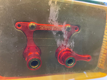 Traxxas 3743X Anodized Red Aluminum Steering Bell Cranks, Rustler