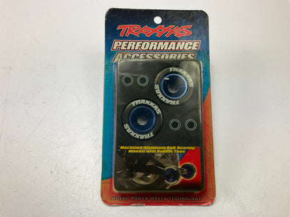 Traxxas 5186A Aluminum Wheels Blue 2 Rubber Tires: Revo, Rustler, Stampede