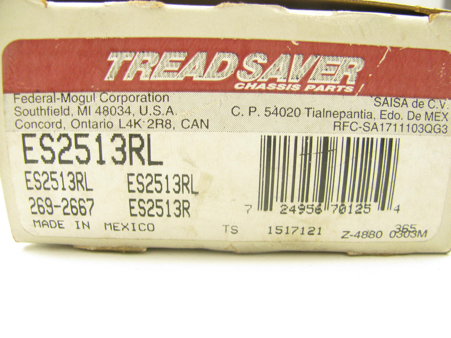 (2) Tread Saver ES2513RL Steering Tie Rod End - Front Outer