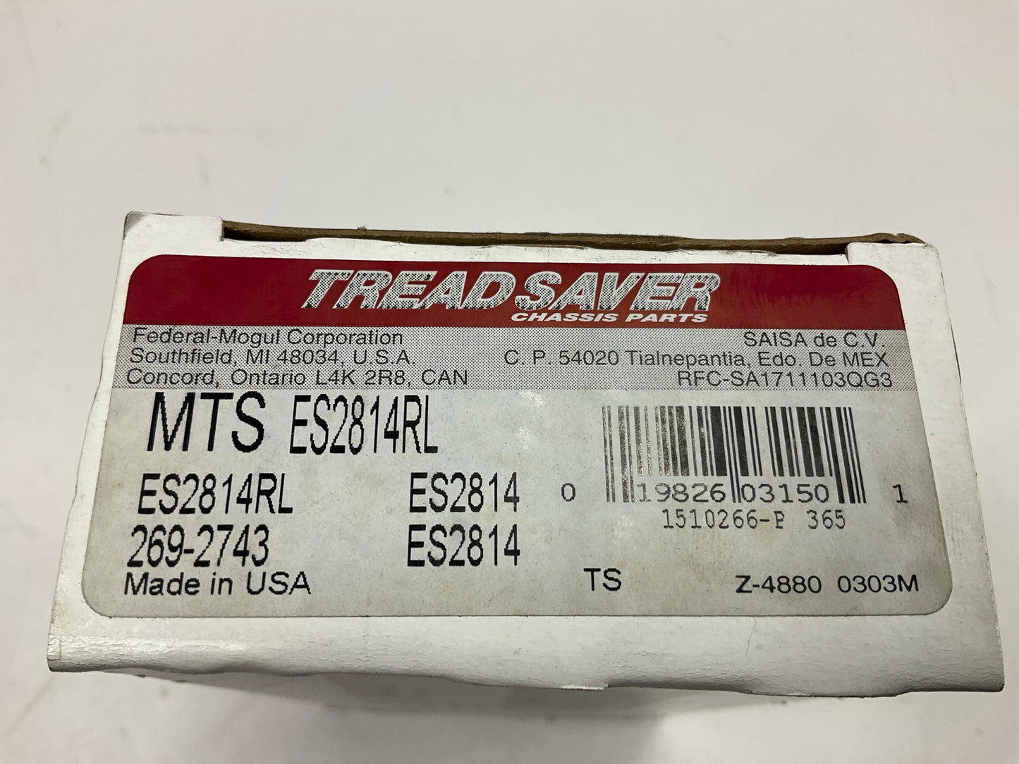 (2) Tread Saver ES2814RL Front Outer Steering Tie Rod End