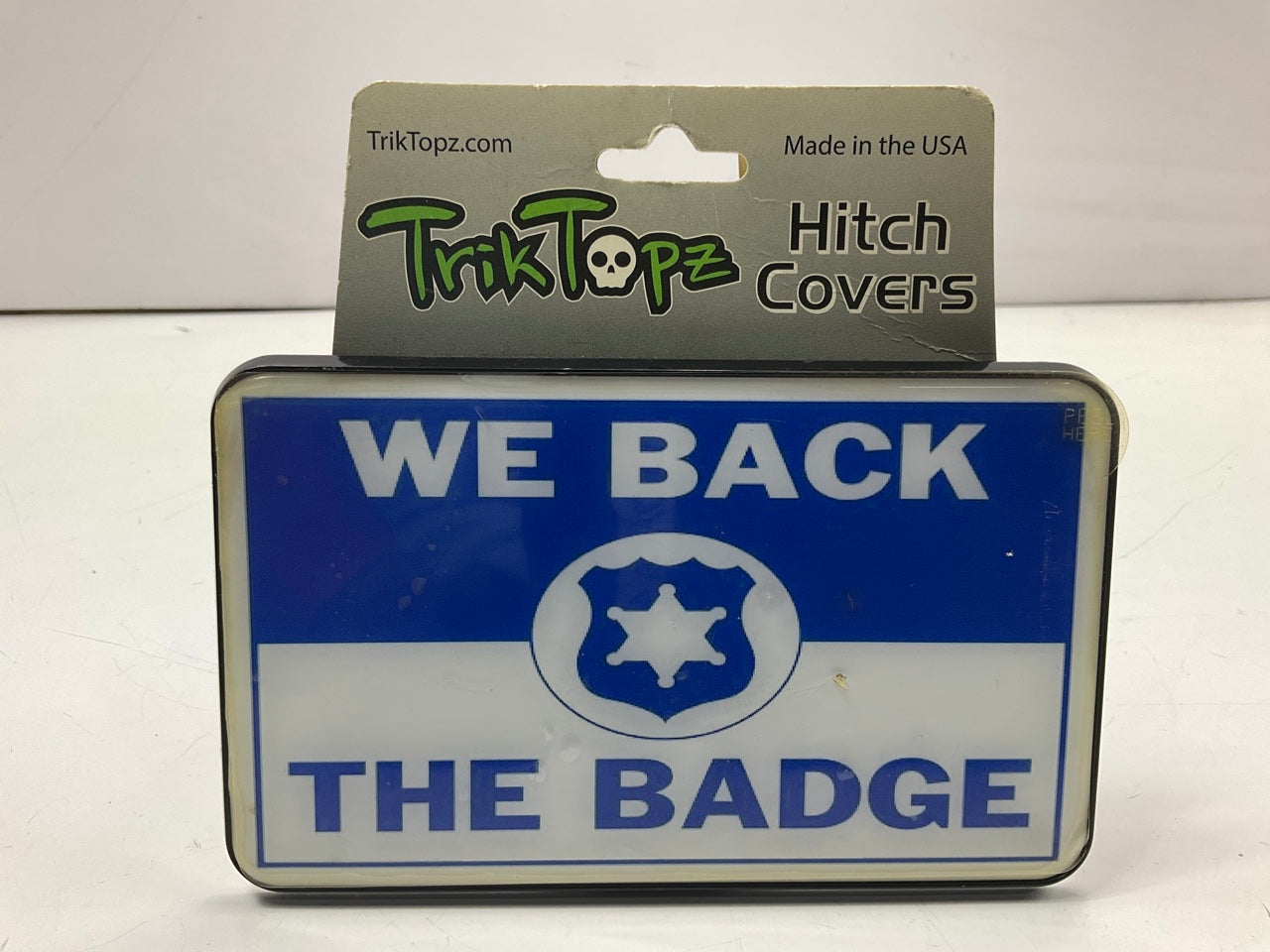 TrikTopz 1227H  2'' Trailer Hitch Receiver Cover We Back The Badge Police Support