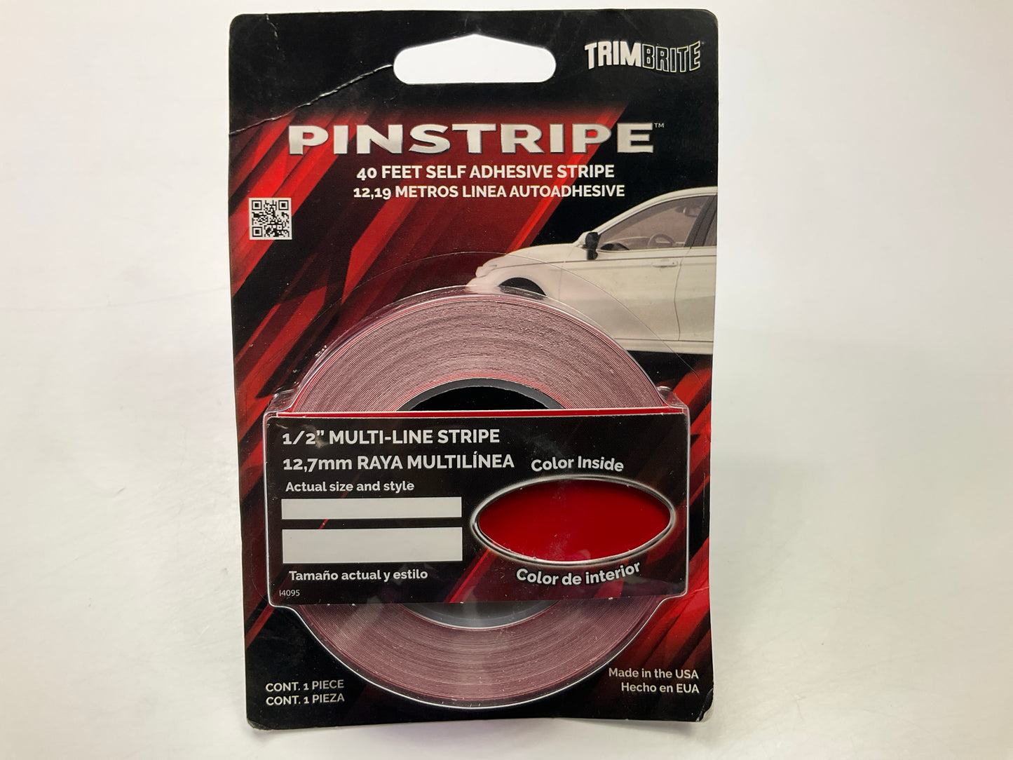 Trimbrite 409171 Pinstripe Striping Tape Double Red Pinstripe 1/2'' X40'