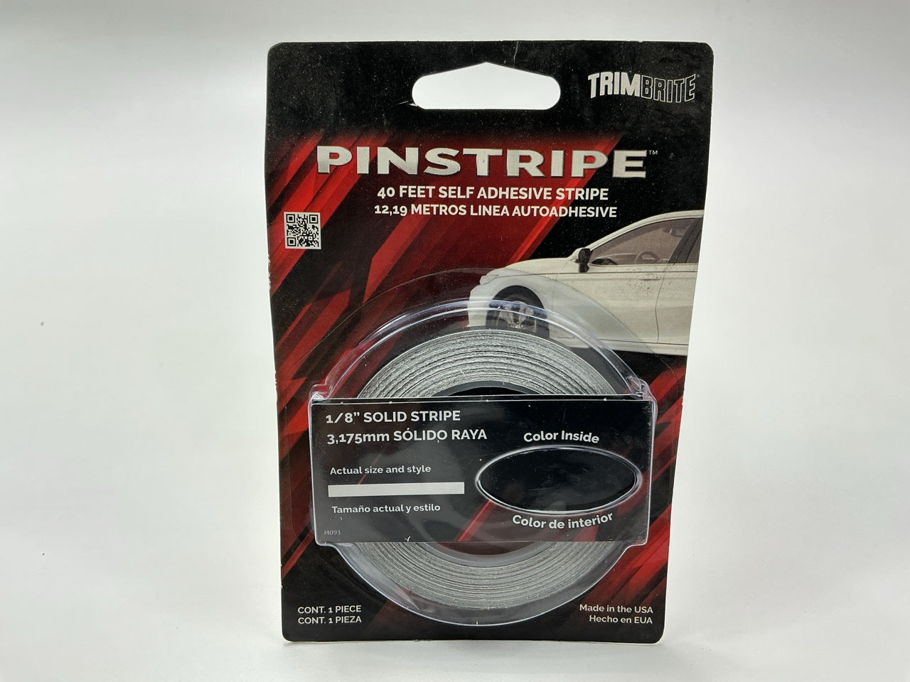 Trimbrite 409219 1/8'' X 40' Solid Black Pin Stripe Pinstripe Striping Tape