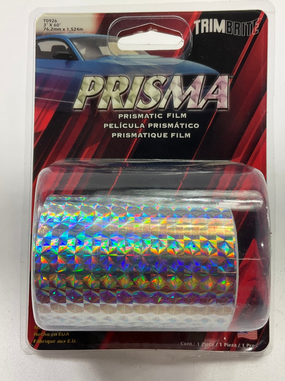 Trimbrite T0926 Pinstripe Tape 3'' Prismatic Chrome Stripe; Chrome; 5 Foot Length