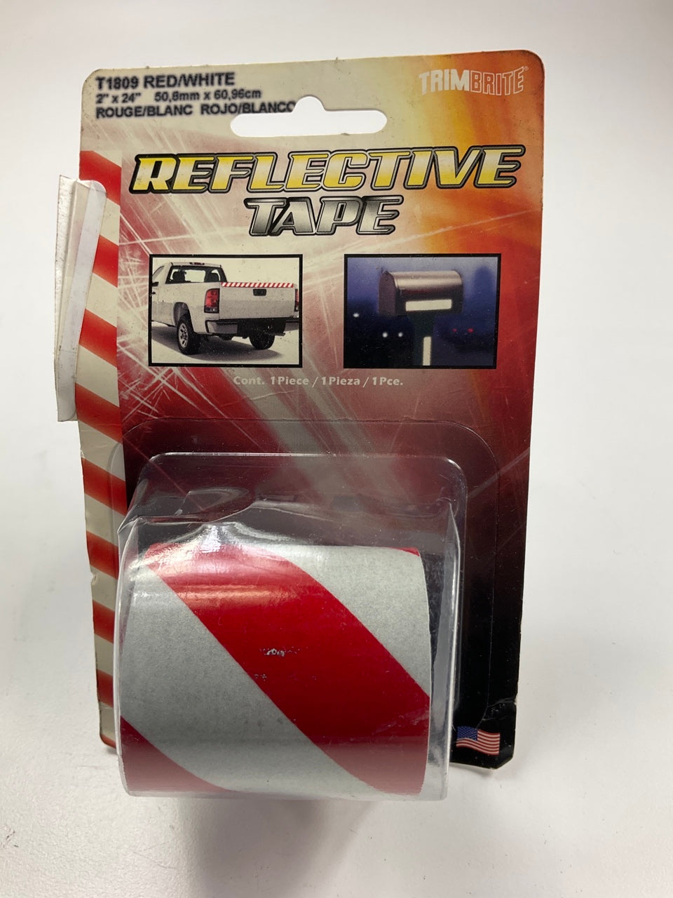 Trimbrite T1809 2'' X 24'' Self-adhesive Red / White Reflective Safety Tape