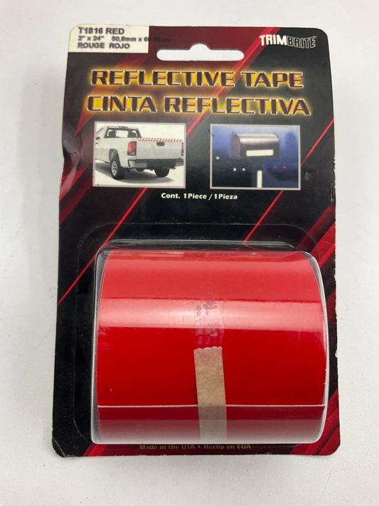 TrimBrite T1816 Red Reflective Safety Tape, 2'' X 24'', For Pickup Truck Tailgate