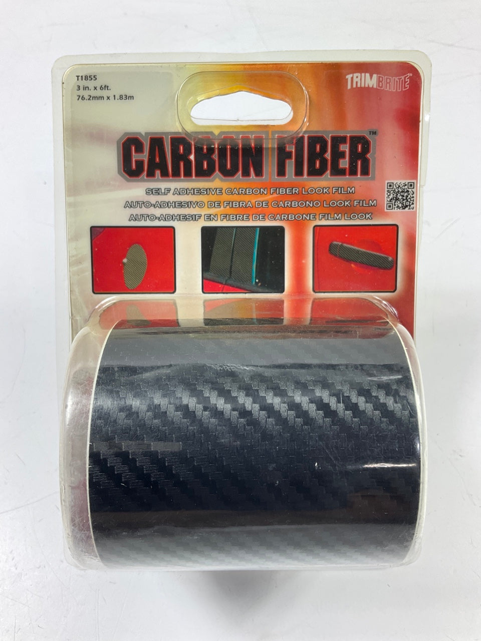 Trimbrite T1855 Carbon Fiber Look Black Self Adhesive Trim Film - 3'' X 6 Feet