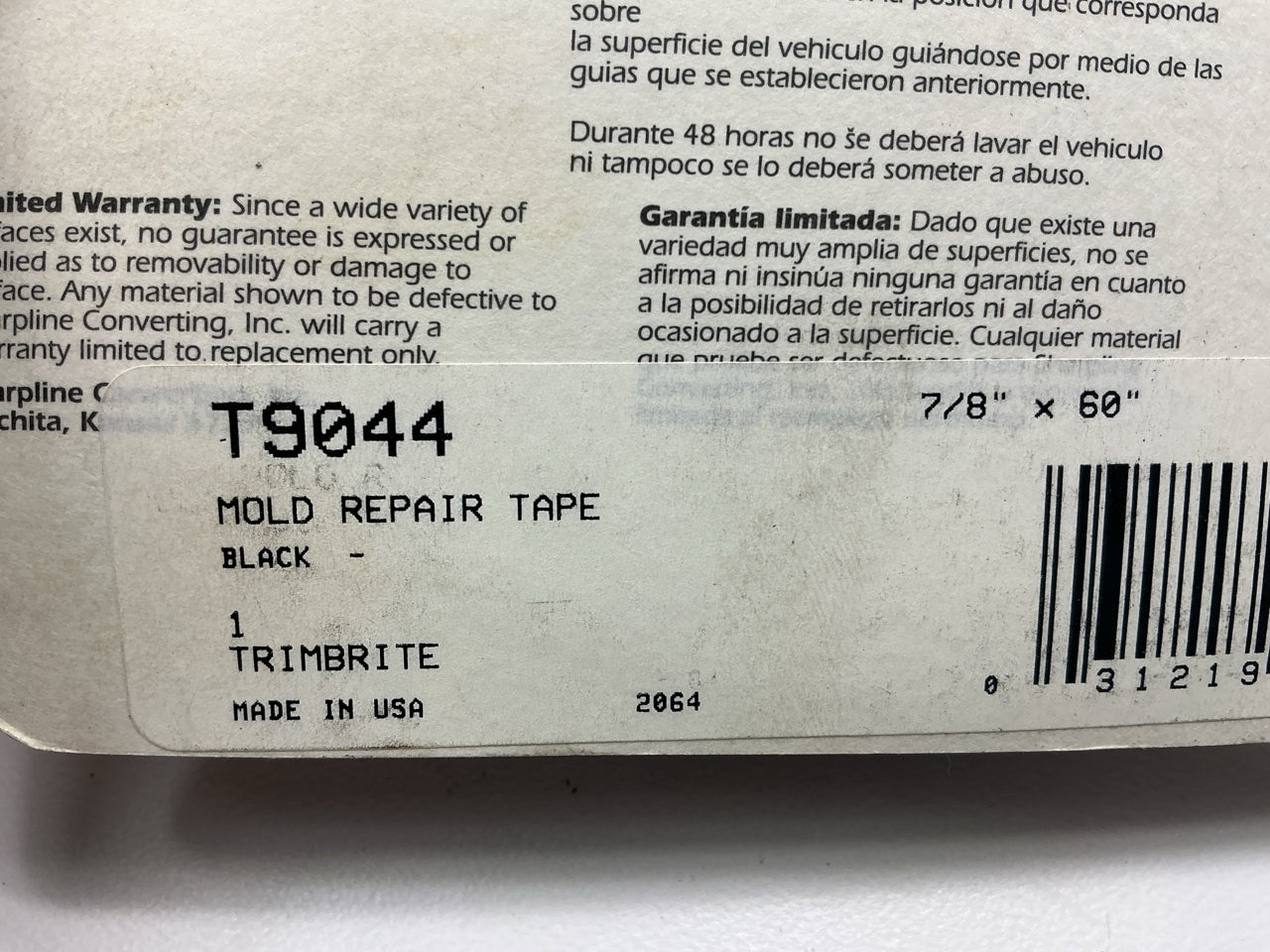 Trimbrite T9044 Multi Purpose Tape Molding Repair Tape 1 Roll 7/8'' X 5 Foot