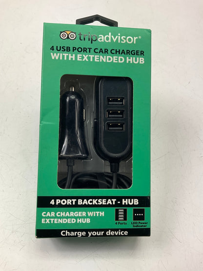 Trip Advisor TA491 4 PORT Backseat Hub Car USB Charger With Extended Hub