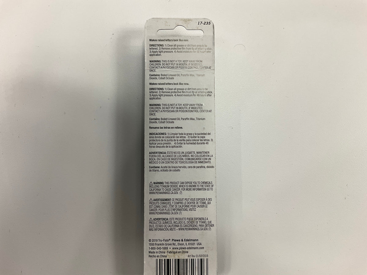 (5) Tru-flate 17-235 White Crayon For Tire Marking