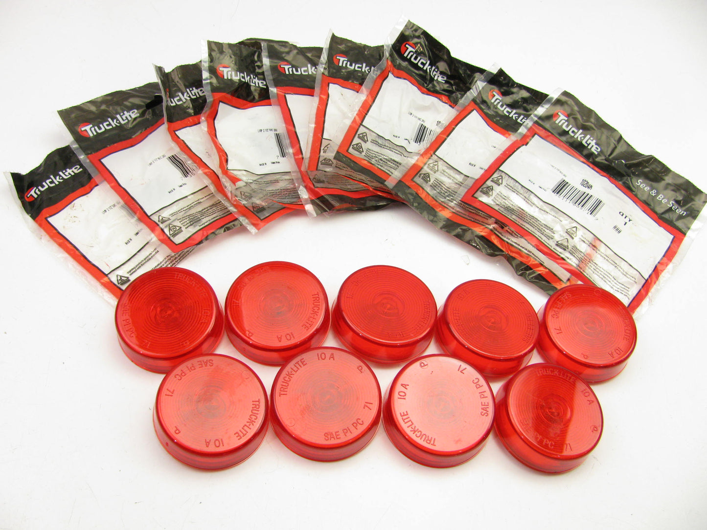 (9) TRUCK-LITE 10204R - 10 Series Marker Clearance Light - Incandescent