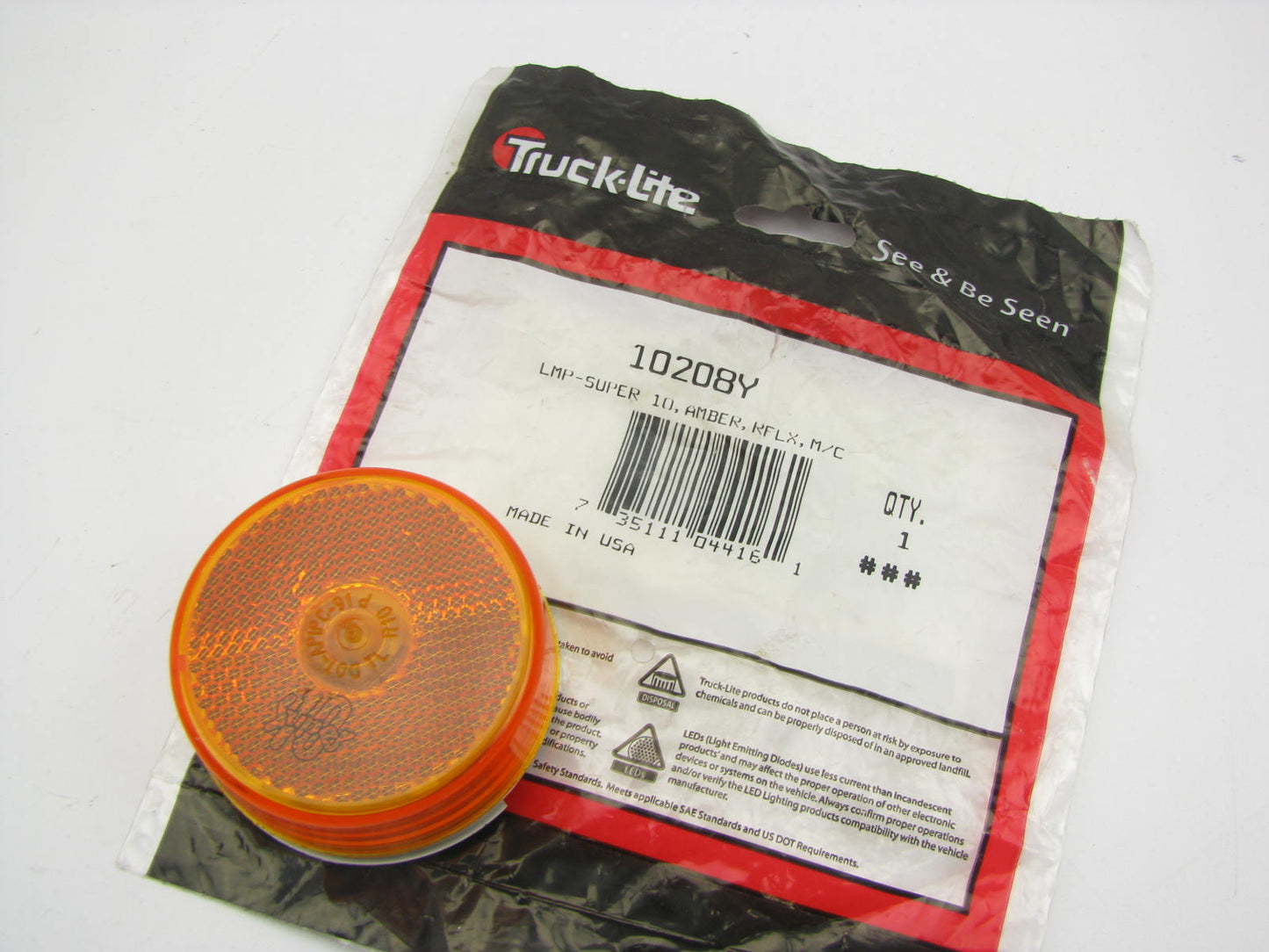 Truck-lite 10208Y Marker Clearance Light Yellow Incandescent 12V Super 10 2.5''
