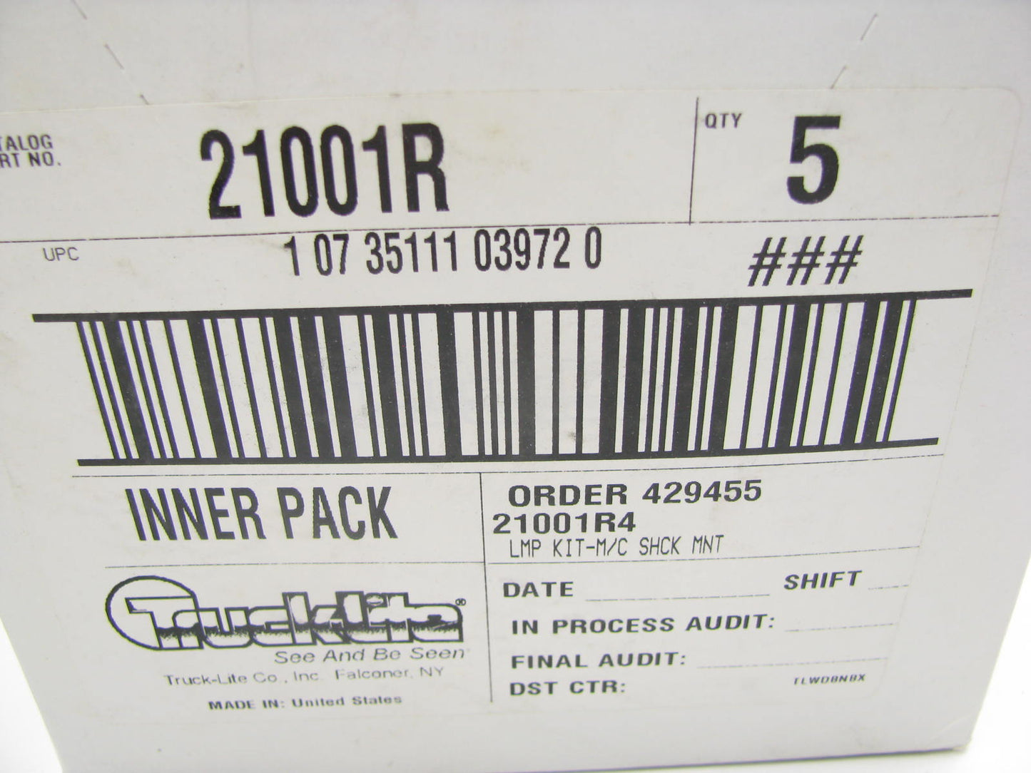 (5) Truck-lite 21001R Incandescent Red Marker Clearance Lamps 2'' X 6'' 12V