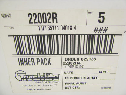 (5) Truck-lite 22002R 22 Series 1-Bulb Side Turn Signal Lamp 12v 2x6''