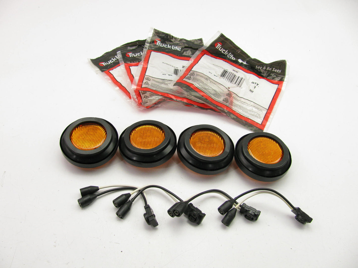 (4) TRUCK-LITE 30070Y - 30 Series Orange Marker Clearance Lamp Lights - LED