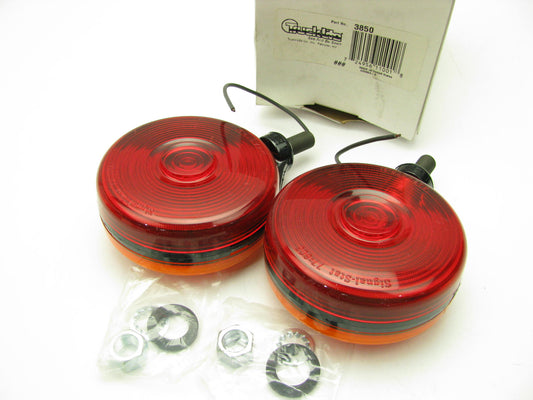 (x2) TRUCK-LITE 3850 - Pedestal Light -  Red/Yellow Round, Dual Face,