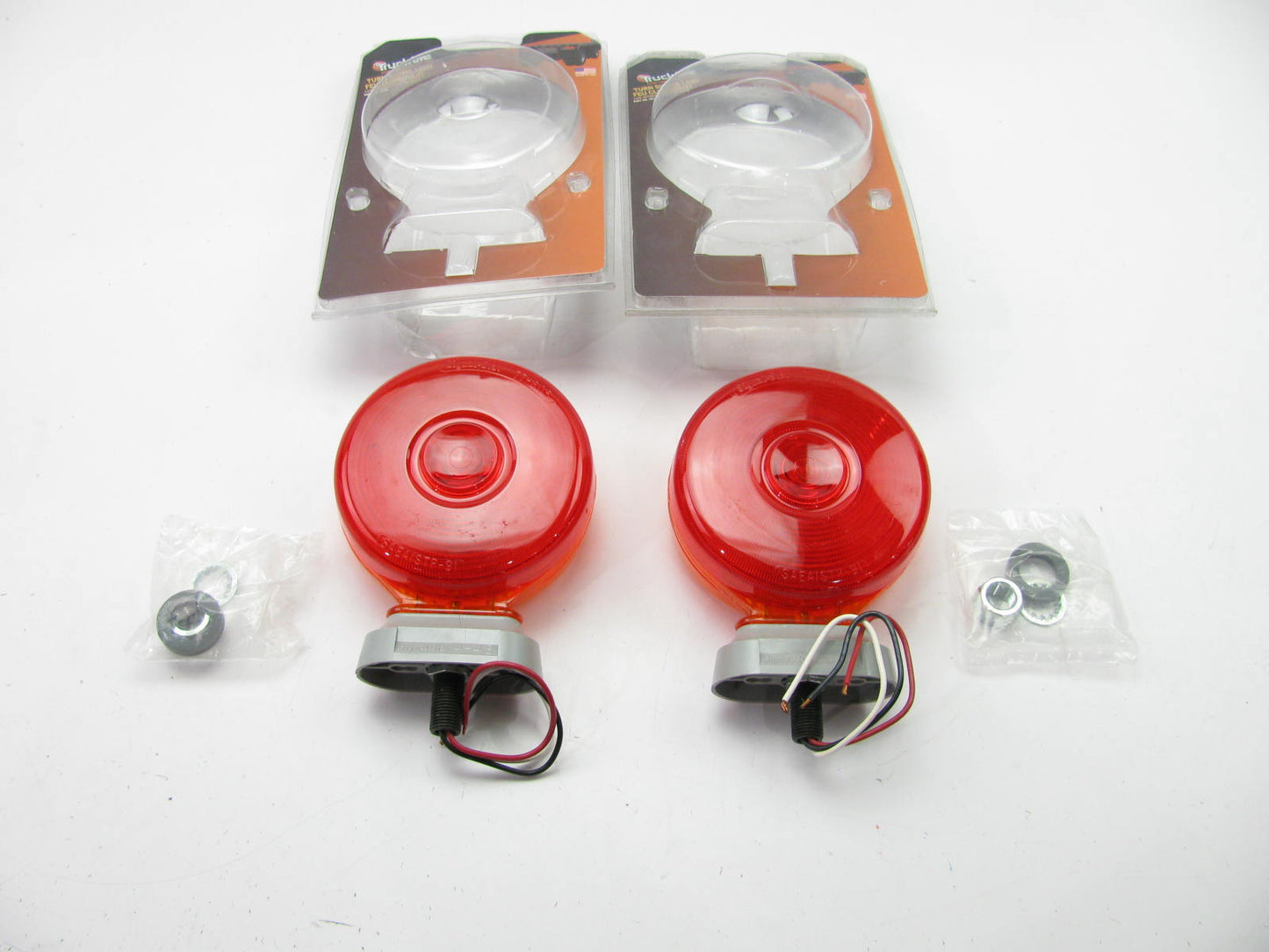 (x2) Truck-lite 3854D Knock Down, Incandescent, Red/Yellow Round, Pedestal Light